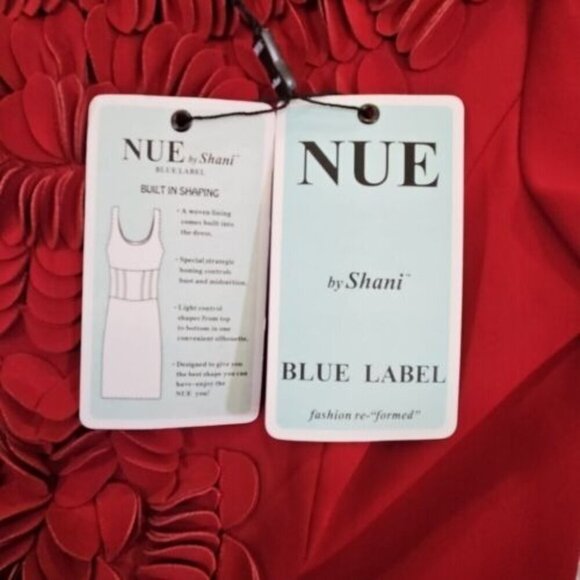 NUE by Shani S1025 Size 2 Leather Accents Red Shapewear Midi Dress Quiet Luxury - Picture 5 of 16